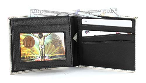 Li Leather Impressions Bifold Mens Wallet Men's Religious Vegan Leather Wallet For Men With Top-Flap 2 ID Windows, 7 Cards, 2 Inner Slots & 2 Cash Pockets - Slim Mens Wallet & Gift Box3