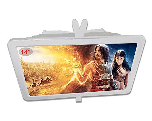 14 Inch Mobile Phone 3D Screen Magnifier Smartphone Magnifying Glass Enlarger Screen with Foldable Holder Stand for All Smart Phones (White)