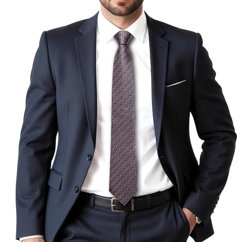 Image of Dubulle Silk Ties Set for Men Formal Paisley Striped Necktie Pocket Square Cufflinks 3PCS Sets Wedding Business Party