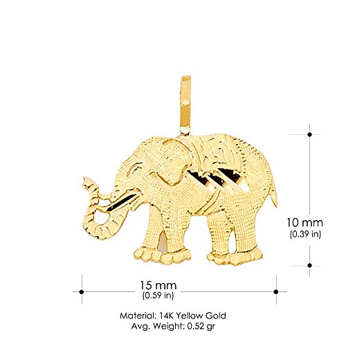 Ioka - 14K Yellow Gold Elephant Charm Tiny Pendant For Necklace or Chain4