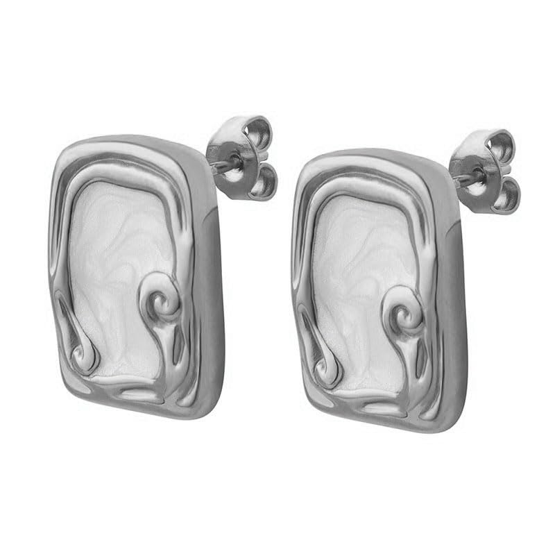 Clous carrés en Or 14 carats : boucles d'oreilles émail pour femme