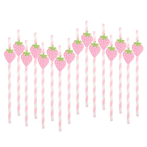 Pitillos de papel con diseño de fresa, paquete de 50 miniatura 1