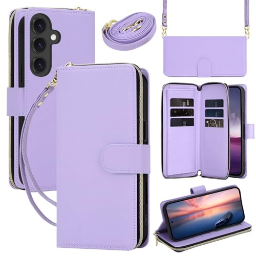 Étui Samsung Galaxy S24 FE violet en cuir pour sorties et voyages