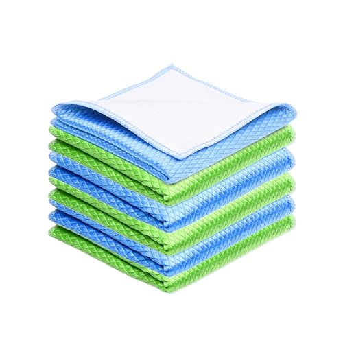 Eco-Fused Paños de Limpieza de Doble Cara - Paquete de 6-8 x 8 Pulgadas - Paños de Limpieza Tipo Fishscale y Gamuza para Acero Inoxidable, Ventanas, Espejos, Teléfonos Inteligentes, Pantallas LCD