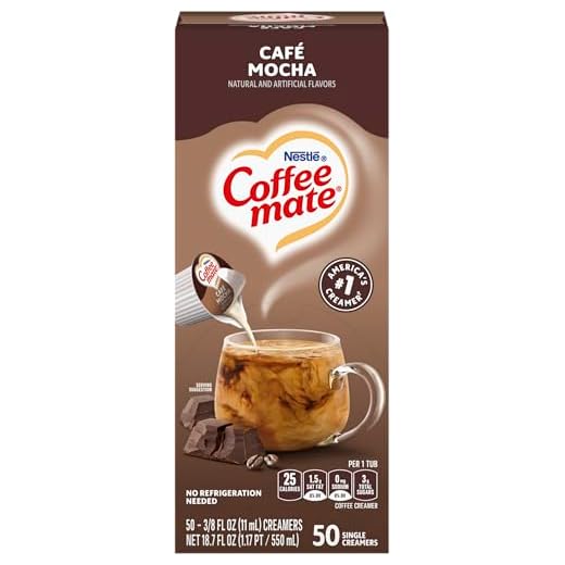 Nestlé Coffee mate Coffee Creamer, Café Mocha liquid creamer singles, 50 Count Box