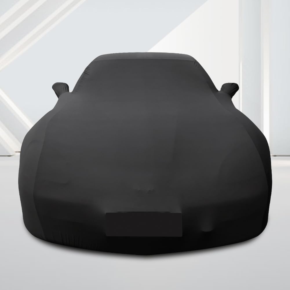 WinPower Indoor Sports Car Cover 154-169 inches Stretch Dustproof Protection Full Car Cover for Underground Garage, Car Show, Black