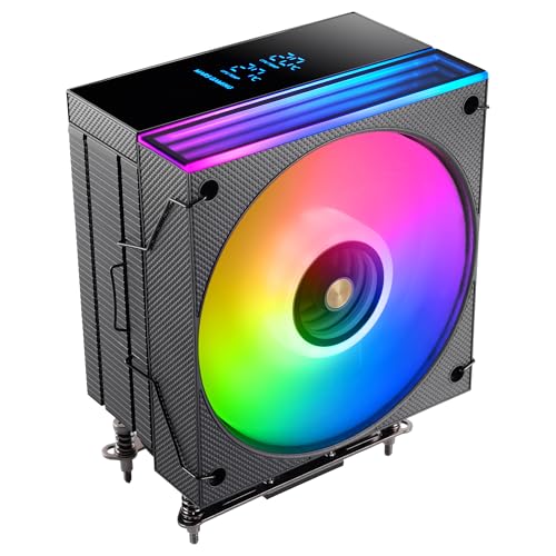 Mars Gaming MCPU-LCD, Dissipatore CPU 300W TDP, 6x Heatpipes HCT, Ventola 120mm, Schermo LCD, ARGB Dual Zone Infinity Mirror, Nucleo di Rame Iperbilanciato, Compatibilità Intel e AMD, Nero
