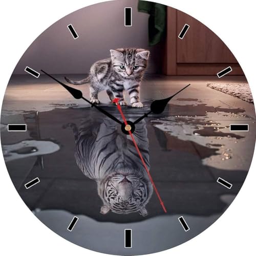 VIKMARI Reloj de pared para cocina, grande, 12 pulgadas, lindo gato tigre, reloj de pared silencioso moderno inusual, decorativo para dormitorio, sala de estar, baño, oficina