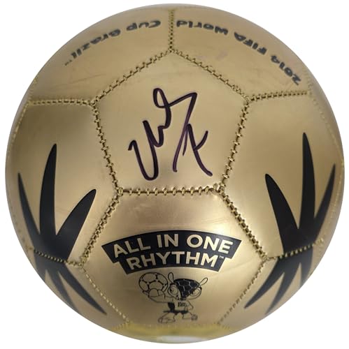 David Villa Signed Gold Soccer Ball Proof COA Autographed New York City Spain