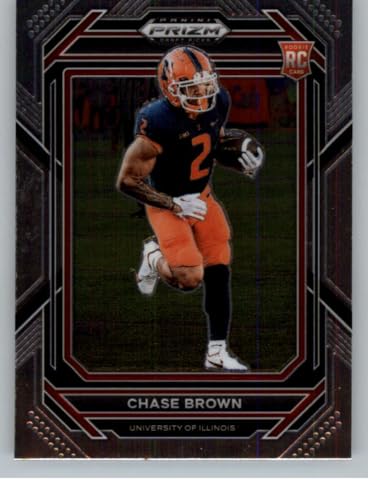 2023 Panini Prizm Draft Picks #118 Chase Brown Illinois Fighting Illini RC Rookie Card Official NCAA Football Card in Raw (NM or Better) Condition
