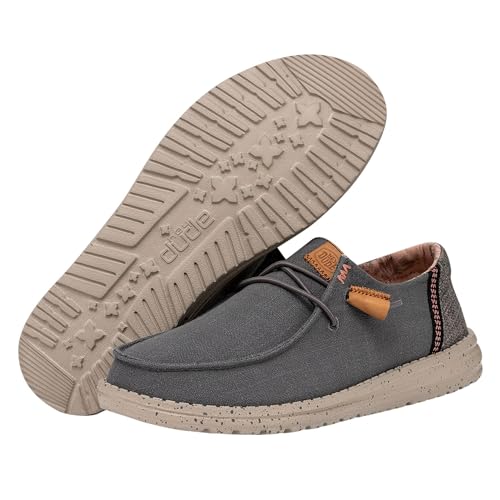 HEYDUDE HEYDUDE Women's Wendy Washed Canvas Charcoal Size 8 | Women's Shoes | Women's Slip-on Loafers | Comfortable & Light-Weight