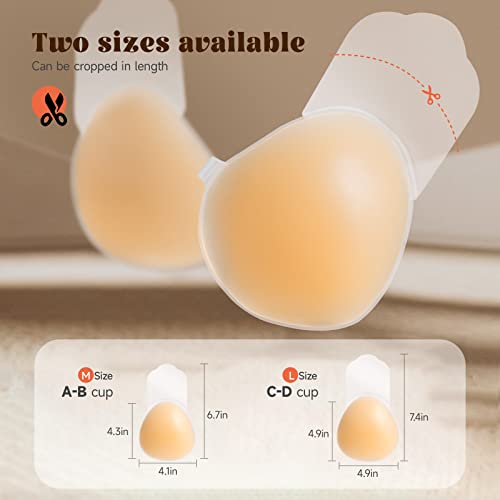 Juntos Invisible Lifting Adhesive Bra For Women Strapless Sticky Push Up Silicone Nipple Cover Reusable Boobytape For Breast Skin Color #TOP5