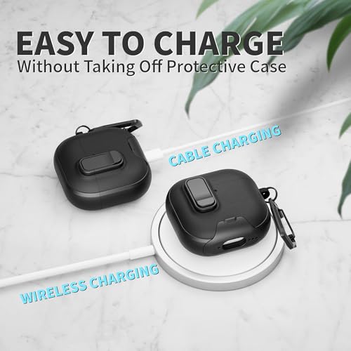Image of for AirPods 4 Case with Lock,TPU Leather Texture Protective Durability Anti-Lost & Shockproof Protective Cover Accessories with Cleaning Kit in Keychain for Apple iPod 4 Generation (Black)
