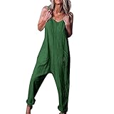 Sommerhose Damen leicht Sexy Ärmellos Rückenfrei Overall Hosenanzug Sommer Neckholder Lang Romper Frauen Einfarbig Elegant Strampler Cocktail Party Festlich Slim Fit Playsuit Spielanzug xx52