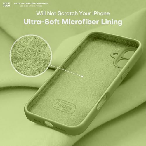 Image of LOVE 3000 Designed for iPhone 16 Case, Premium Silicone with [Soft Anti-Scratch Microfiber Lining] Shockproof Protective Phone Case for Men Women Girls 6.1 inch, Cedar Green