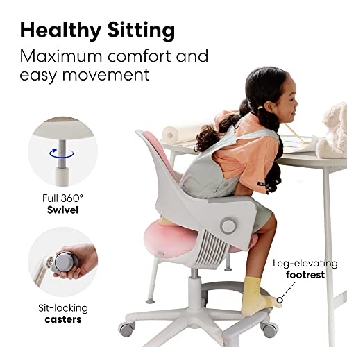 Sidiz Ringo Kids Desk Chair : Ergonomic Kids Chair With Footrest, 4-Step Growing Function, Adjustable Seat Height, Sit-Locking Casters, Swivel Type Kids Chair (Rosy Pink Chair) #TOP3