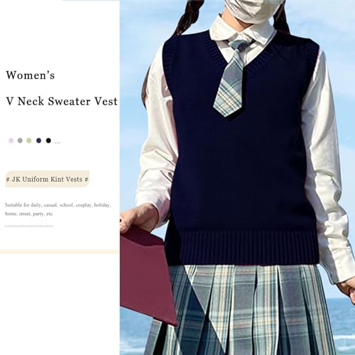 Zuevi Women'S Sweater Vest Classic V Neck Uniform Pullover Knitwear Tops Sleeveless Knitted Sweaters Vests thumb #1
