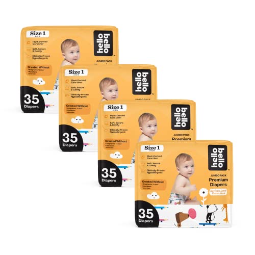 Hello Bello Baby Diapers - Size 1 - Teachers Pet - 140 Count (4 Packs of 35)