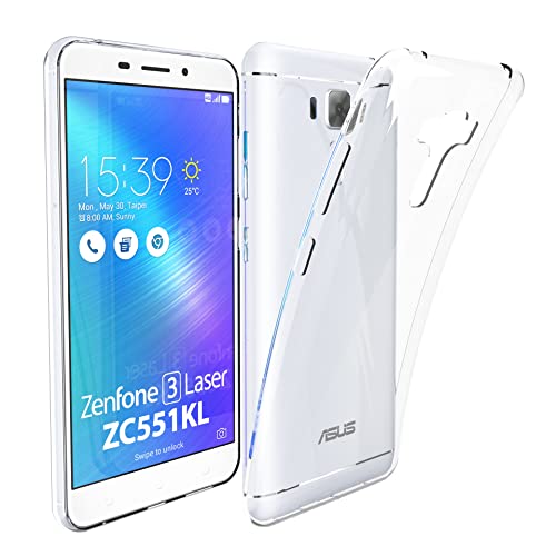 N NEWTOP Coque compatible avec Asus Zenfone 3 Laser (5,5") ZC551KL, souple TPU CLEAR Gel Silicone Anti Graffies Transparent Slim Fin Flexible Case Arrière Protège Cover