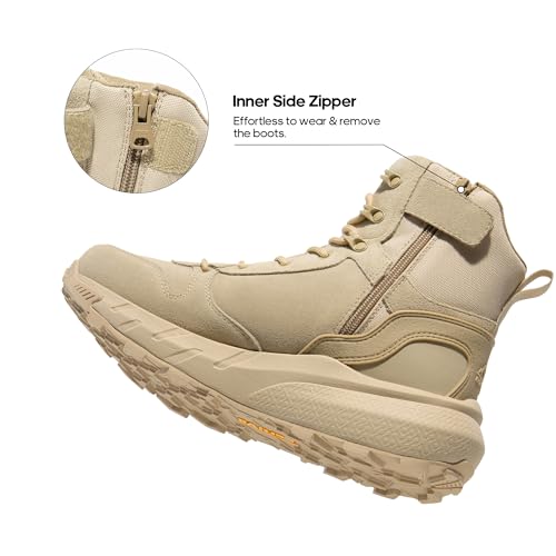 Image of NORTIV 8 Men's Military Tactical Boot Lightweight Comfortable Boots for Work All Day Side Zipper Motorcycle Combat Hiking Boots Metrostrike(8-9 Inches)