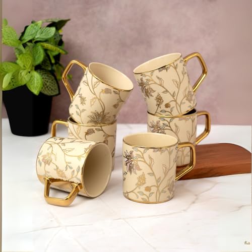 Image of Clay Craft Fine Ceramic Director Coffee Mug Set of 6-215 Ml Each, Mugs for Coffee, Cups Set, Ideal for Gifting, Perfect for Home & Office, Elegant Ceramic Tea Cup Set (PBE603)