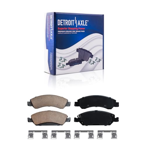 Image of Detroit Axle - Front Ceramic Brake Pads for 2007-2019 Chevrolet Silverado | 1500 GMC Sierra 1500, 2008-2020 Tahoe Yukon, Suburban Express Savana 1500 Avalanche Cadillac XTS Escalade ESV EXT