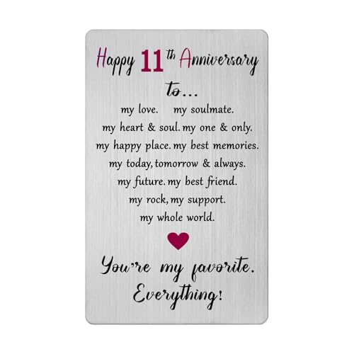 Viayen 11 Year Anniversary Card for Him Her Women Men- Steel Happy 11th Eleven Anniversary Keepsake Gift for Husband Wife