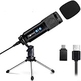 【Breite Kompatibilität】Dieses professionelle Kondensatormikrofon bietet eine hervorragende Klangqualität. Funktioniert gut mit Windows / iOS / Android. Geeignet für Computer, Laptops und Smartphones (mit Typ-C Adapter). Funktioniert nicht mit XBox.