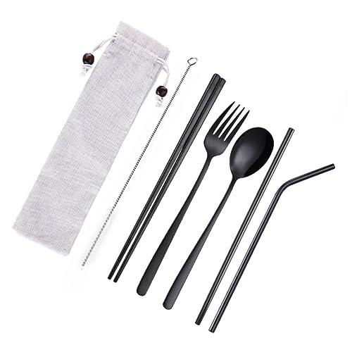 Imagen de PRETYZOOM Cubiertos De Viaje Ligero Juego De Vajilla Creativa Inoxidable Resistente Corrosión Práctico para Mochila