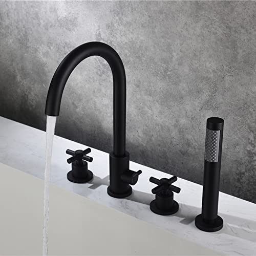 CPYGMXI Bath Shower Mixer Tap 3 Hole Bath Mixer Tap with Hand Shower Bathtub Faucets Bath Bathtub Mixer Tap Shower Chrome-A