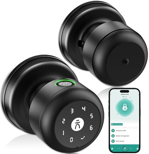 Smart Keypad Door Lock with Handle, Fingerprint Door knobs with L...