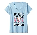 donna pit bull mamma divertente sarcastico pittie cane mamma pitbull maglietta con collo a v