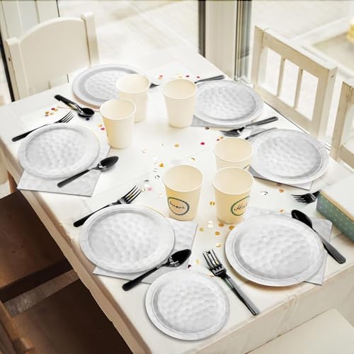 Image of 96 Pcs Golf Party Supplies Bundle Paper Plates Napkins Disposable Golf Ball Sports Party Birthday Decorations Favors For Kids Serves 24