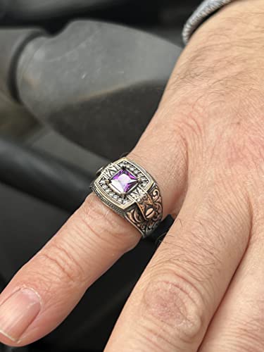 Mens Handmade Ring, Minimal Amethyst Men's Ring, Mens Handmade Ring, Turkish Handmade Silver Men Ring, 925K Sterling Silver Ring #TOP7