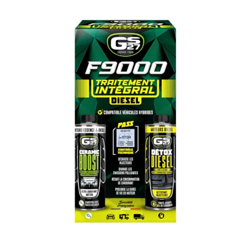 GS27 - F9000 Traitement Int&eacute;gral Diesel - Additif Moteur Diesel 2 en 1 - D&eacute;tox Diesel + Ceramic Boost - Action Pr&eacute;ventive et Curative - Compatible Tous V&eacute;hicules Diesel - 2 x 300 ml