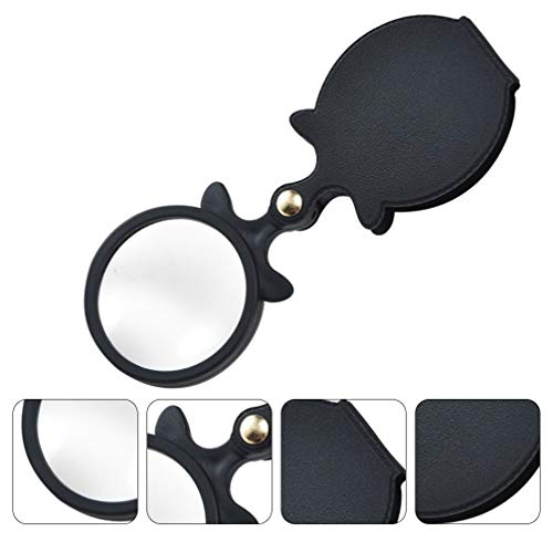 UKCOCO Mini Lupa Lupa de Bolso DobrÃ¡vel Lupa de Vidro Bigeye Com Coldre Protetor GiratÃ³rio Preto p