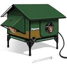 100% Waterproof Heated Cat House for Outdoor Cat with Safe Escape Door, Cat Bed Weatherproof Cat Shelter Kitty with Cat Heating Pad, Insulated Warm House for Feral CatGreen, 16.1"x16.1"x19.2"