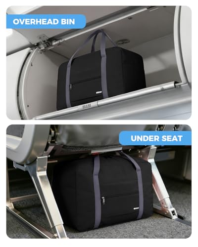 Ryanair Handgepäck 40x30x20, 40x20x25 Handgepäck Tasche für Flugzeug Reisetasche Klein Faltbare Sporttasche Weekender Koffer für Herren und Damen von WANDF(Schwarz 20L)