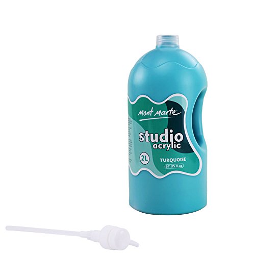 Mont Marte Discovery School Peinture acrylique - Turquoise - 2 litres. Idéale pour les étudiants et les artistes. Excellent couvrant et séchage rapide....