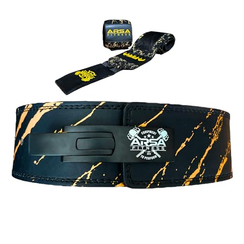 Arsa Fitness Two-Piece Bundle With Lever Belt & Wristwraps for Men & Women for Powerlifting Back Support Workout Deadlifts Squats 10MM Thickness 4