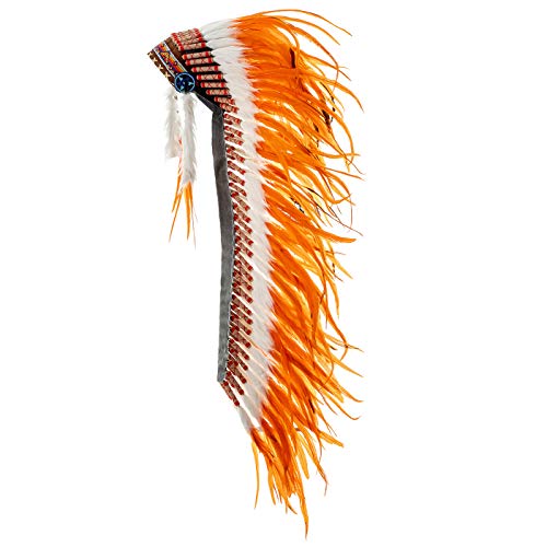 Novum Crafts Feather Headdress | Native American Indian Inspired | Choose Color (Orange)
