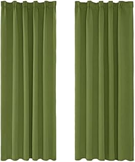 Amazon Brand  Umi Pencil Pleat Thermal Insulated Blackout Curtains Energy Saving Curtains Window Treatment Noise Reducing Blackout Curtains for Bedroom 42 x 84 Inch Green 2 Panels