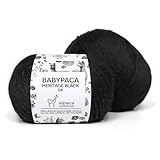 Black Heritage - 100% Baby Alpaca Yarn Wool Set of 2 Skeins (100 Grams) DK Weight Made in Peru Natural Undyed Color Heavenly Soft Perfect for Knitting and Crocheting (Black Alpaca 2 Skeins DK)