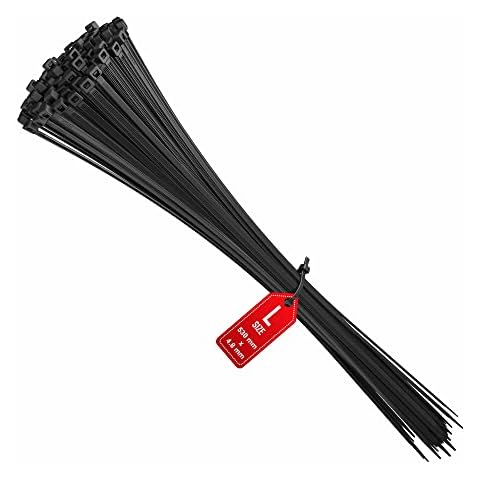 Zip Ties Long 530mm x 4.8mm, Heavy-Duty Plastic Cable Ties, 530 mm Durable Proffesional UV Resistant Nylon Tie Wraps, 100 Pieces by intervisio Cover
