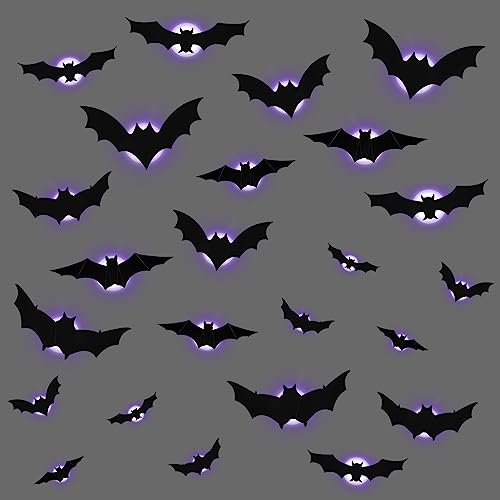 PEUTIER 48-Piece LED Bats Adhesive Wall Lights Set