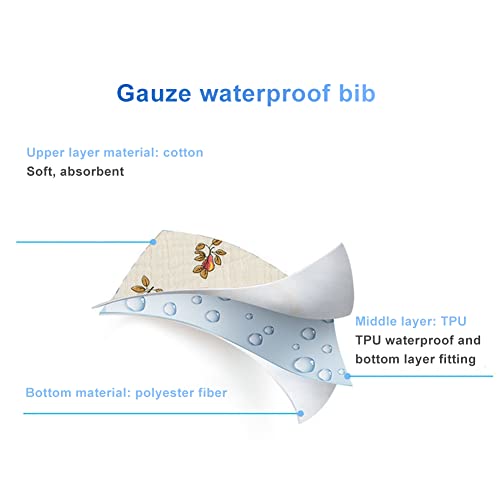 Cotton Waterproof Baby Girls 2 Pack Bibs with Button for Teething Drooling Eating Newborn Bib Prints, Type 14
