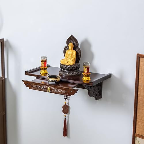 Table d'autel de méditation murale pour créer un espace de prière bouddhiste sans encombrer