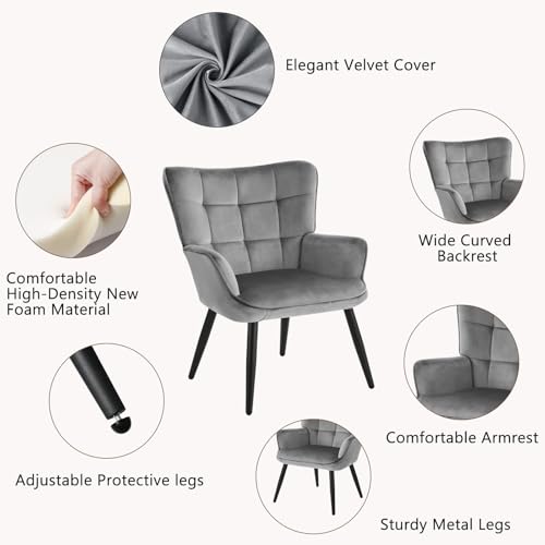 Sillón terciopelo plegable gris miniatura 6