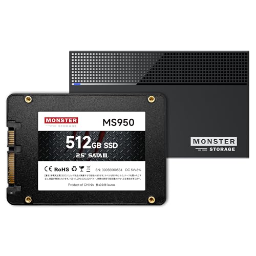 MonsterStorage ����SSD�O�t�����Z�b�g 2.5�C���` SATA SSD 512GB�{USB3.0�O�t���P�[�X UASP�Ή� 5Gbps�����]�� Windows/Mac/Linux�Ή� �f�[�^�ڍs �o�b�N�A�b�v�p