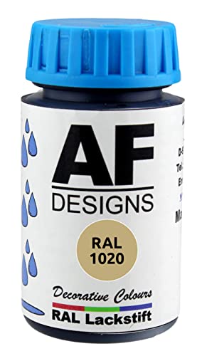 Alex Flittner Designs Vernice RAL 1020 giallo oliva opaco 50 ml legno metallo mobili bagno vernice ritocco vernice di riparazione
